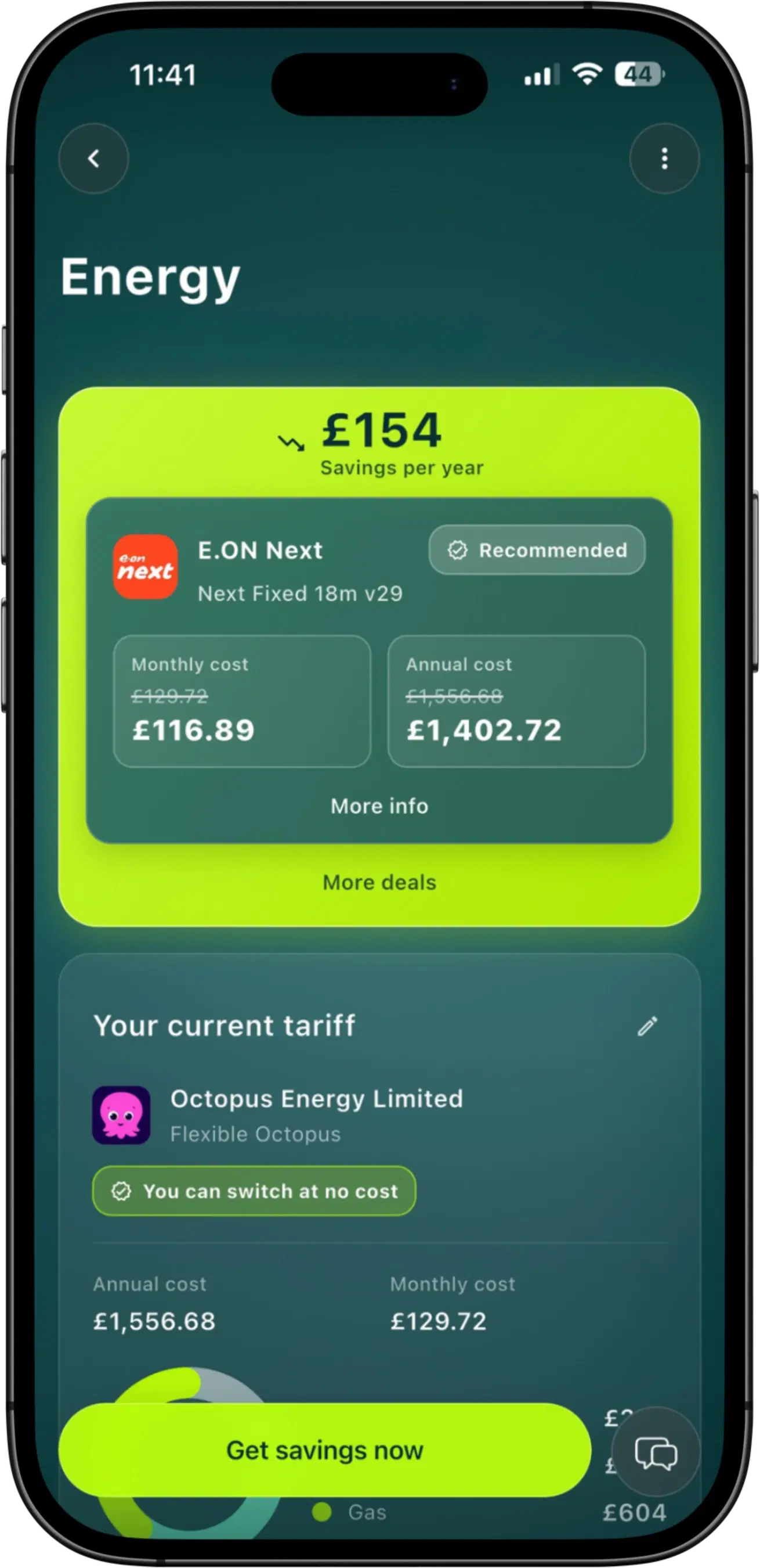 Taupia energy summary screen