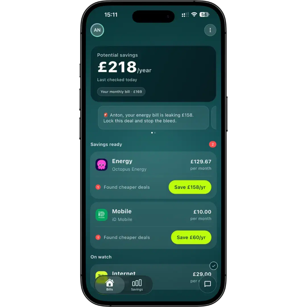 Taupia app home screen in dark mode