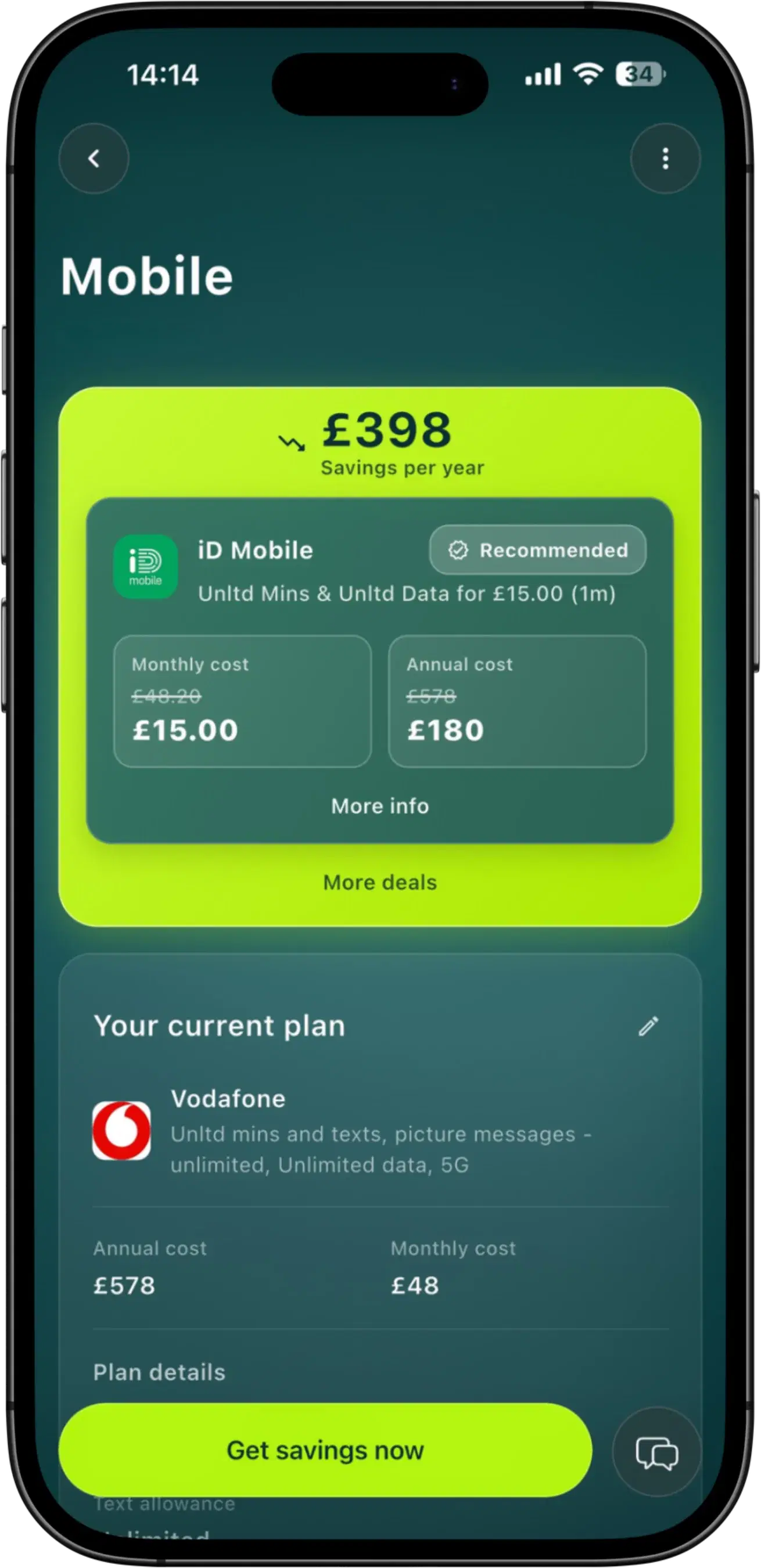 Taupia mobile summary screen