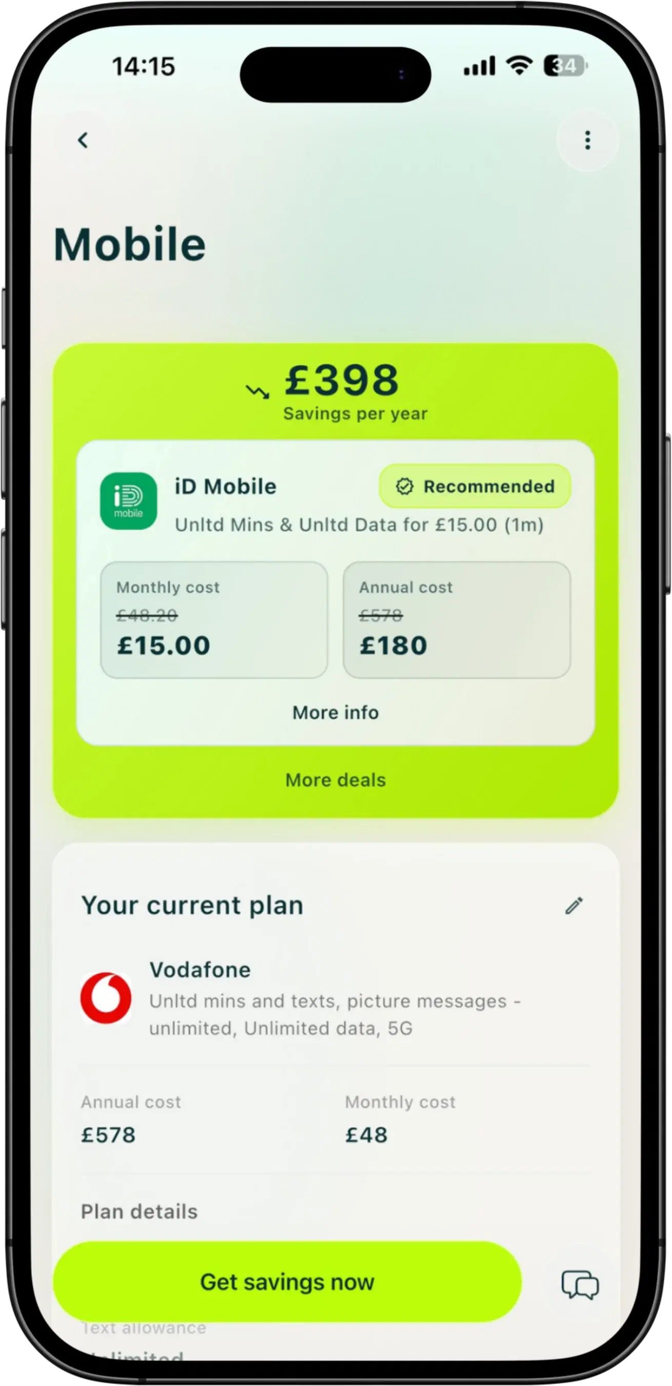 Taupia mobile summary screen