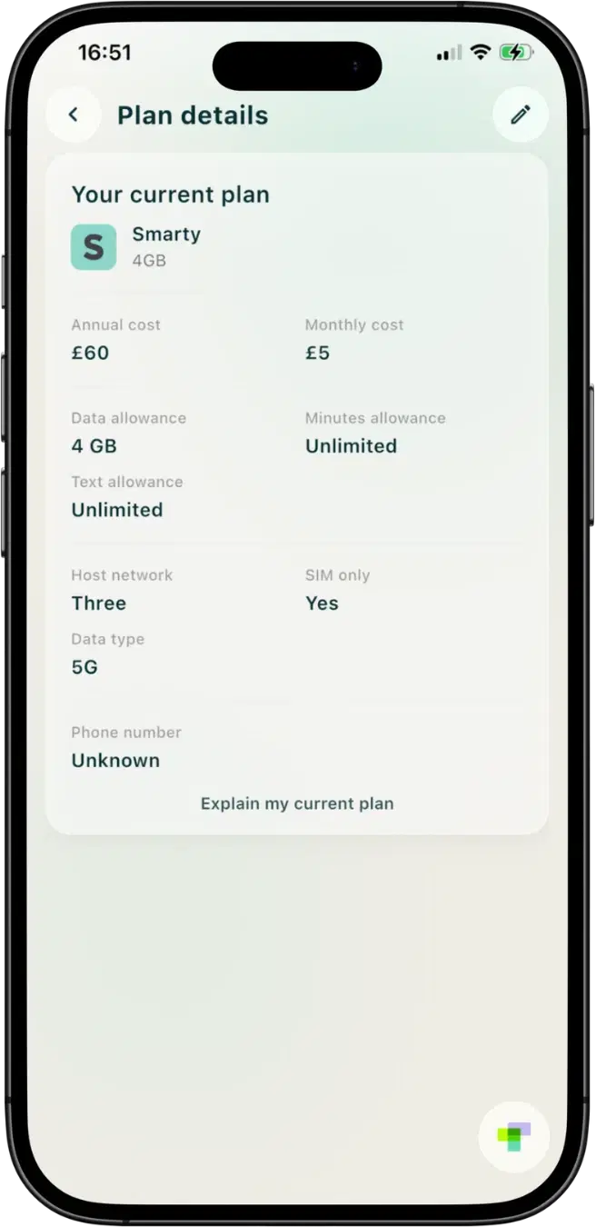 Taupia mobile plan tracking screen
